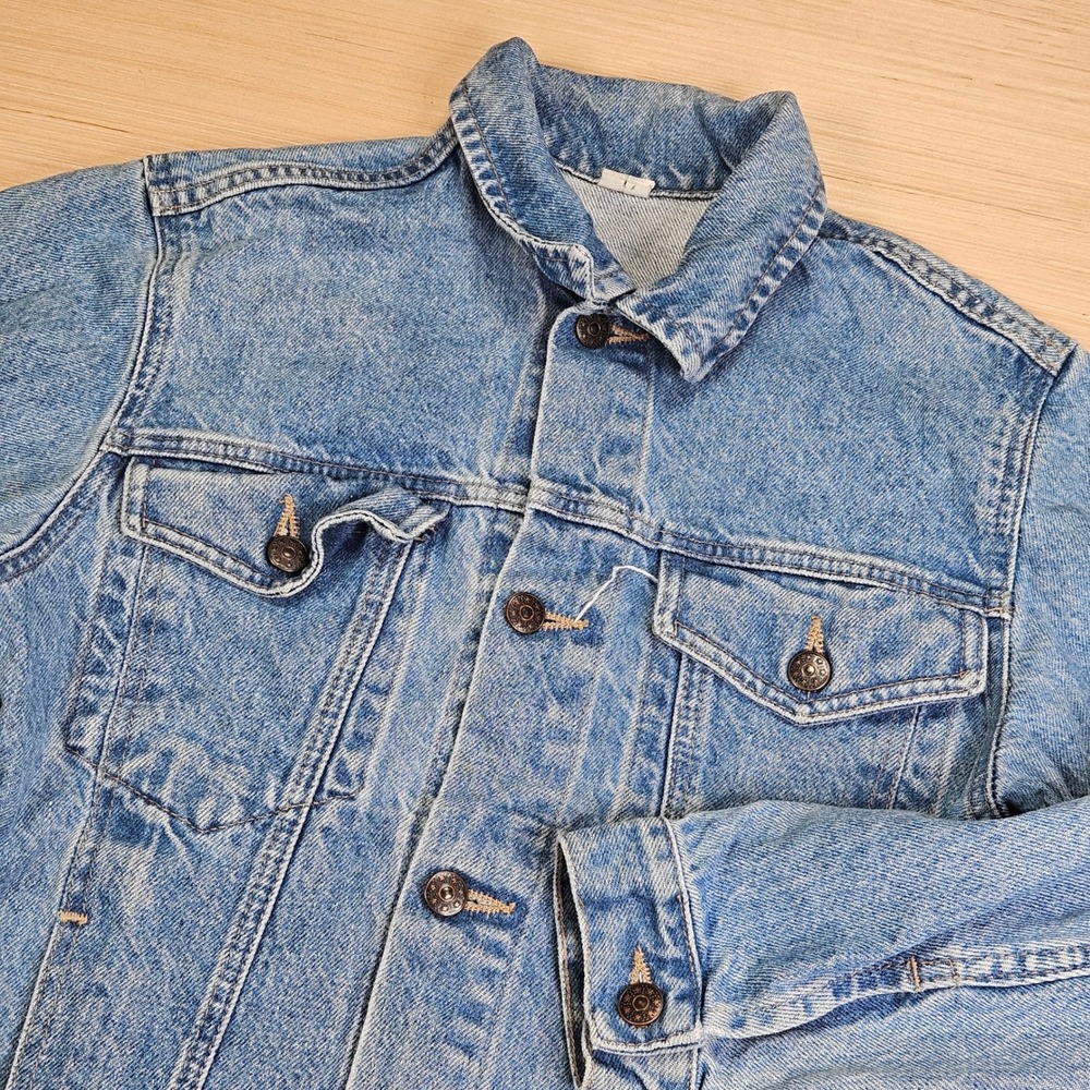 Vintage Unbranded‎ Denim Jacket Kids XL Blue Trucker Eye Patch Logo
